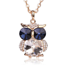 Owl Collection Gold and Swarovski Crystal Featuring BLUE Eyes