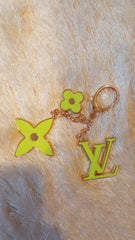 Beady LogoZ Design Bag Tag Keychain Gold & Neon Yellow