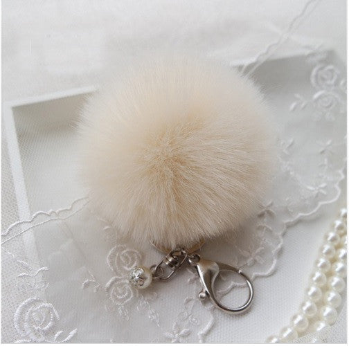 BEADY FUR POM BALLS KEYCHAIN or BAG CHARM - ROYAL BLUE – Beady