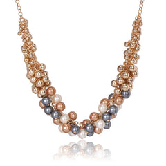Tribal Collection Gold Chocolate Navy Pearl Multicolor Necklace