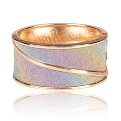 Beautiful Spiral Gold Bangle Bracelet with Multicolor Diamond Dust Look