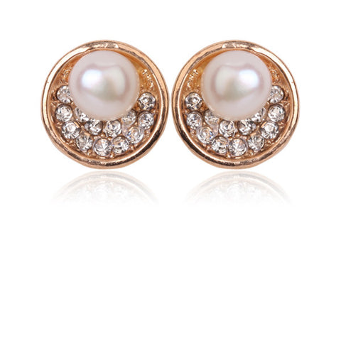 Bridal Golden Crystal & Pearl Earrings