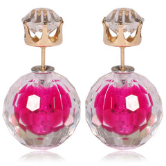 Gum Tee Misses Style Tribal Double Bead Earrings - Hidden Gem Rose Pink