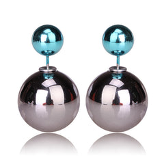 Gum Tee Mise en Style Tribal Earrings - Silver Plated and Sea Blue