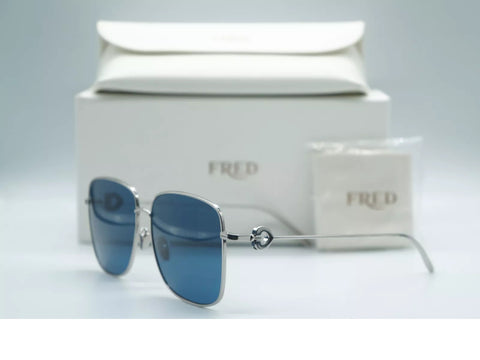 NEW FRED FG 40032U 16V SILVER BLUE AUTHENTIC SUNGLASSES FRAMES 58-14