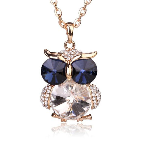 Owl Collection Gold and Crystals Crystal Featuring BLUE Eyes
