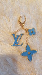 Beady LogoZ Design Bag Tag Keychain Gold & Neon Blue