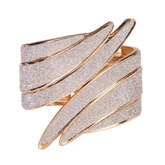 Beautiful Spiral Gold Bangle Bracelet with Diamond Dust Look