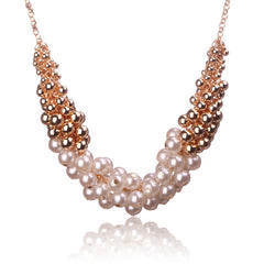 Tribal Collection Gold and White Pearl Multicolor Necklace