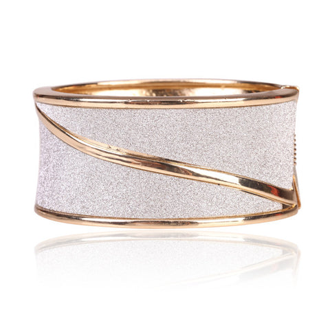 Beautiful Spiral Gold Bangle Bracelet with Diamond Dust Look