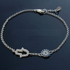 hamsa lucky eye evil eye silver bracelet jewelry good luck fashion