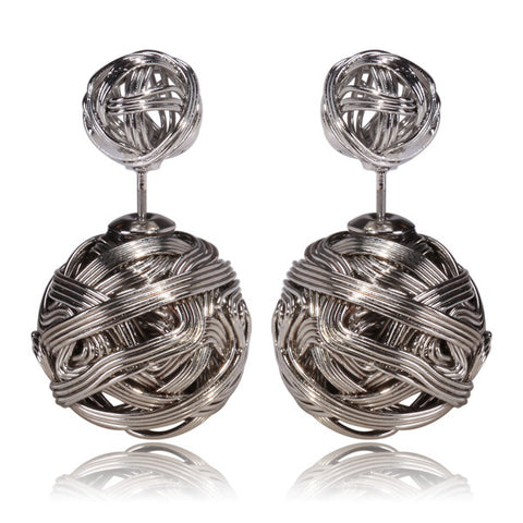 Gum Tee Misses Style Tribal Earrings - Silver Spiral