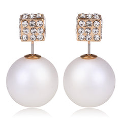 Gum Tee Tribal Earrings - Crystal Dice and Matte White