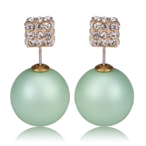 Gum Tee Tribal Earrings - Crystal Dice and Matte Mint Green