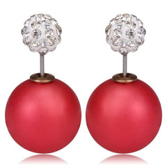 Gum Tee Misses Style Tribal Earrings - Crystal Mix Matte Raspberry Red
