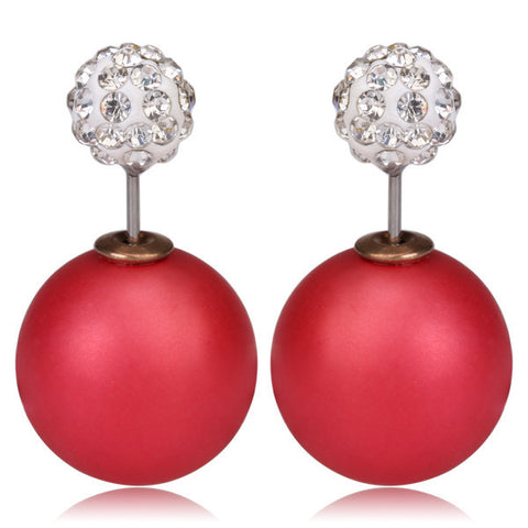 Gum Tee Misses Style Tribal Earrings - Crystal Mix Matte Raspberry Red