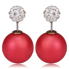 Gum Tee Misses Style Tribal Earrings - Crystal Mix Matte Raspberry Red