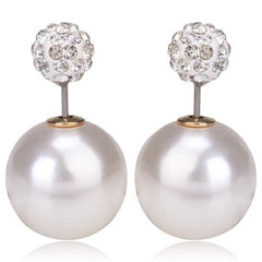 Gum Tee Misses Style Tribal Earrings - Crystal Mix Pearl White