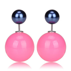 Gum Tee Misses Style Tribal Earrings - Jelly Baby Pink & Metallic Navy Blue