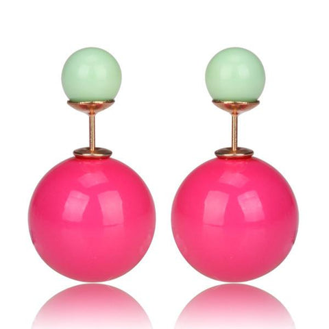 Gum Tee Misses Style Tribal Earrings - Jelly Rose Pink & Pastel Light Green
