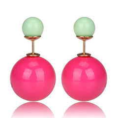 Gum Tee Misses Style Tribal Earrings - Jelly Rose Pink & Pastel Light Green
