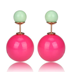 Gum Tee Mise en Style Tribal Earrings - Jelly Rose Pink & Pastel Light Green