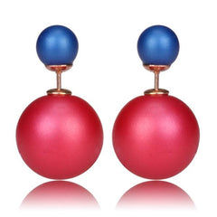 Gum Tee Misses Style Tribal Earrings - Matte Raspberry & Matte Royal Blue