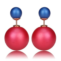 Gum Tee Misses Style Tribal Earrings - Matte Raspberry & Matte Royal Blue