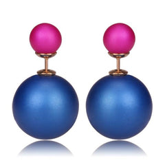 Gum Tee Misses Style Tribal Earrings - Matte Royal Blue & Jelly Purple