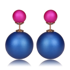 Gum Tee Misses Style Tribal Earrings - Matte Royal Blue & Jelly Purple