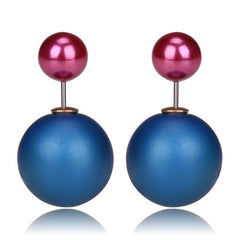 Gum Tee Misses Style Tribal Earrings - Matte Royal Blue & Metallic Purple