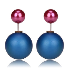 Gum Tee Misses Style Tribal Earrings - Matte Royal Blue & Metallic Purple