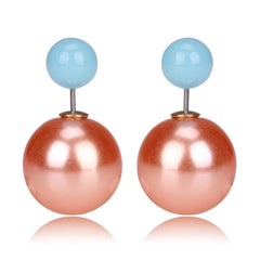 Gum Tee Misses Style Tribal Earrings - Metallic Bronze & Jelly Light Blue