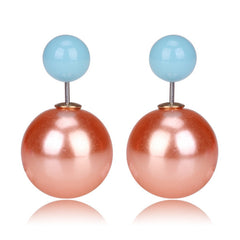 Gum Tee Misses Style Tribal Earrings - Metallic Bronze & Jelly Light Blue