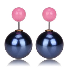 Gum Tee Misses Style Tribal Earrings - Metallic Navy Blue & Jelly Baby Pink