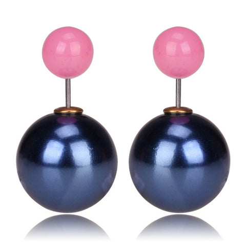 Gum Tee Mise en Style Tribal Earrings - Metallic Navy Blue & Jelly Baby Pink