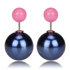Gum Tee Misses Style Tribal Earrings - Metallic Navy Blue & Jelly Baby Pink