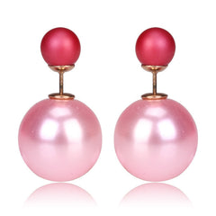 Gum Tee Misses Style Tribal Earrings - Metallic Baby Pink & Matte Raspberry Red