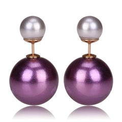 Gum Tee Misses Style Tribal Earrings - Metallic Purple & Metallic Silver
