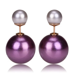Gum Tee Misses Style Tribal Earrings - Metallic Purple & Metallic Silver