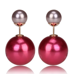 Gum Tee Misses Style Tribal Earrings - Metallic Raspberry & Metallic Silver