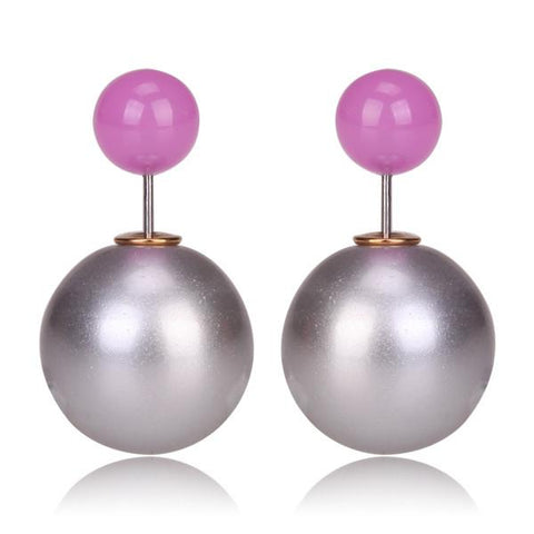 Gum Tee Misses Style Tribal Earrings - Metallic Silver & Jelly Purple