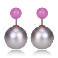 Gum Tee Misses Style Tribal Earrings - Metallic Silver & Jelly Purple