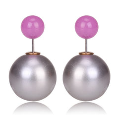 Gum Tee Misses Style Tribal Earrings - Metallic Silver & Jelly Purple