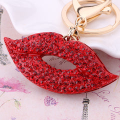 Beady Golden RED HOT LIPS Keychain and Bag Charm Combo