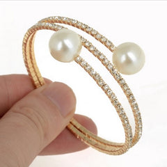 Double Pearl Spiral Bracelet