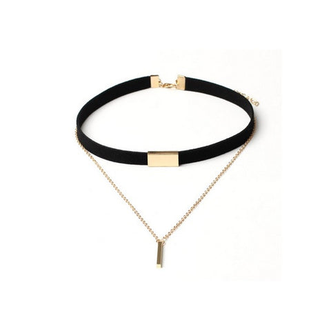 Luxury Velvet Choker - Black with Gold Pendant