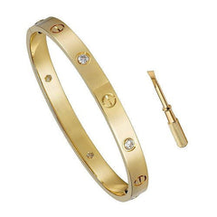 BeadyBoutique Love Bracelet Screw Yellow Gold with Swarovski Crystals Size 6.5"