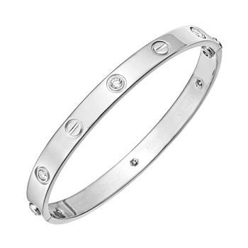 BeadyBoutique Love Bracelet Screw White Gold with Crystals Crystals Size 6.5" or 7.5" or 8.0"