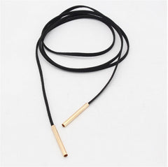 Luxury Leather Choker - Black with Gold Lacetip Design